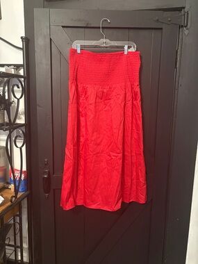 wild fable Red Smocked Waist Maxi Skirt